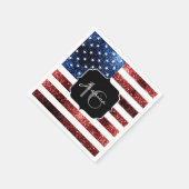 米国の国旗の赤い青の輝きグリッターSweet 16 スタンダードカクテルナプキン (角)