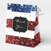 米国の国旗の赤い青の輝きグリッターSweet 16 フェイバーボックス (裏面サイド)