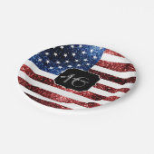 米国の国旗の赤い青の輝きグリッターSweet 16 ペーパープレート (アングル)