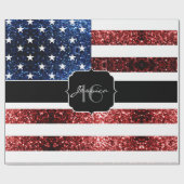 米国の国旗の赤い青の輝きグリッターSweet 16 ラッピングペーパー (フラット)