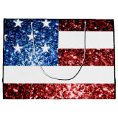 米国の国旗の赤い青の輝きグリッターSweet 16 ラージペーパーバッグ (裏面)