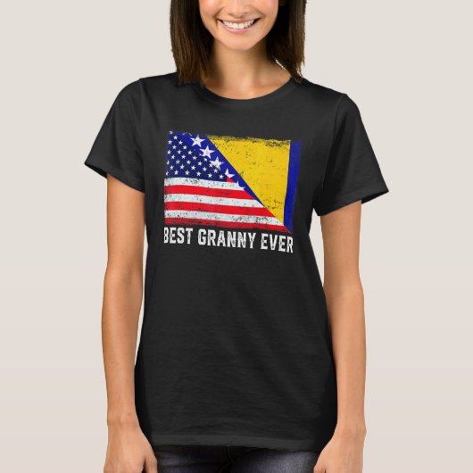 米国の国旗ボスニア・ヘルツェゴビナ最高の国旗グラニーE Tシャツ (正面)