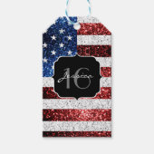 米国の国旗赤白青の輝きグリッターSweet 16 ギフトタグ (正面)