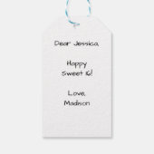 米国の国旗赤白青の輝きグリッターSweet 16 ギフトタグ (裏面)