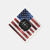 米国の国旗赤白青の輝きグリッターSweet 16 スタンダードカクテルナプキン (角)