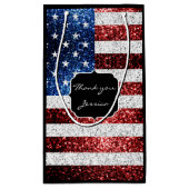 米国の国旗赤白青の輝きグリッターSweet 16 スモールペーパーバッグ (裏面)