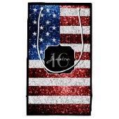 米国の国旗赤白青の輝きグリッターSweet 16 スモールペーパーバッグ (正面)