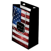 米国の国旗赤白青の輝きグリッターSweet 16 スモールペーパーバッグ (裏面アングル)