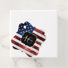 米国の国旗赤白青の輝きグリッターSweet 16 フェイバータグ