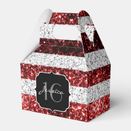 米国の国旗赤白青の輝きグリッターSweet 16 フェイバーボックス