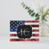 米国の国旗赤白青の輝きグリッターSweet 16 ポストカード (スタンド正面)