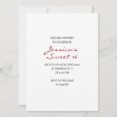 米国の国旗赤白青の輝きグリッターSweet 16 招待状 (裏面)