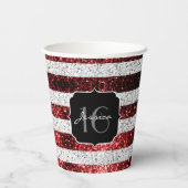 米国の国旗赤白青の輝きグリッターSweet 16 紙コップ (裏面)