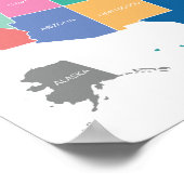 米国の地図で明るい色 ポスター (角)