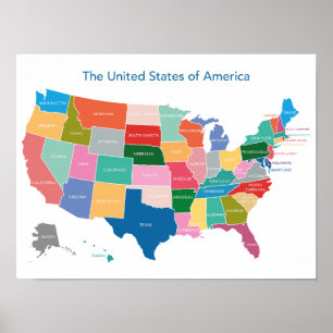 米国の地図で明るい色 ポスター