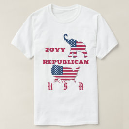 米国の地図と共和党パーティー象の国旗の選挙 Tシャツ