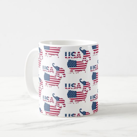 米国の地図と国旗の政治的共和制パーティー コーヒーマグカップ (正面左)