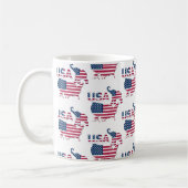 米国の地図と国旗の政治的共和制パーティー コーヒーマグカップ (左)