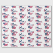 米国の地図と国旗の政治的民主党のパーティーロバ ラッピングペーパー (フラット)