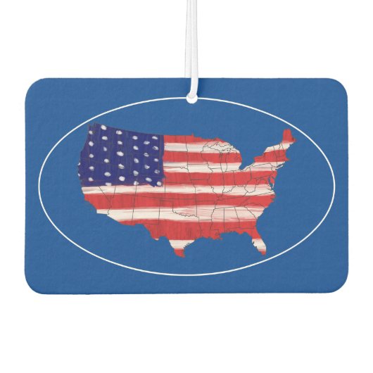 米国の地図と国旗 カーエアーフレッシュナー (正面)