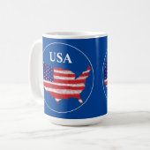 米国の地図と国旗 コーヒーマグカップ (正面左)