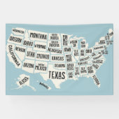 米国の地図と州名発泡ボード 横断幕 (横)