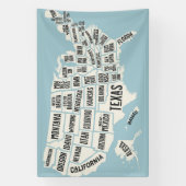 米国の地図と州名発泡ボード 横断幕 (縦)