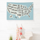 米国の地図と州名発泡ボード 横断幕 (インサイチュ)