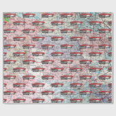 米国の地図と旧車 ラッピングペーパー (フラット)