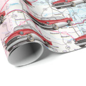 米国の地図と旧車 ラッピングペーパー (ロールコーナー)