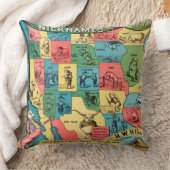 米国の地図のヴィンテージのニックネーム クッション (ブランケット)
