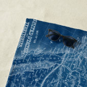 米国の地図の青写真 ビーチタオル (インサイチュ)