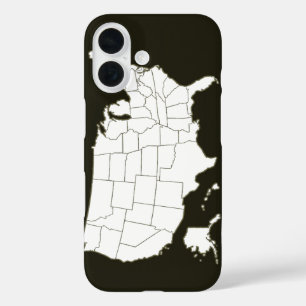 米国の地図は白黒 iPhone 16ケース