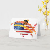 米国の地図を渡る2017総日食 カード (黄色い花)