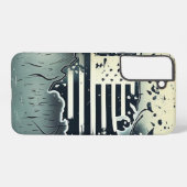 米国の地図アメリカ国旗の電話事件 SAMSUNG GALAXYケース (裏面横)