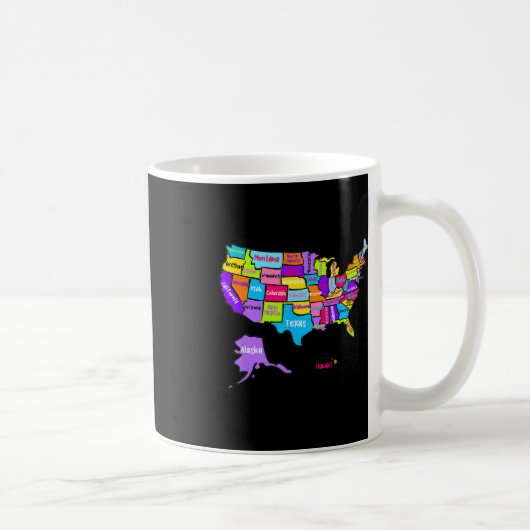 米国の地図カラフルと州N コーヒーマグカップ (右)