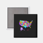 米国の地図カラフルと州N マグネット (正面/裏面)