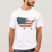 米国の地図ヴィンテージアメリカ国旗のティー Tシャツ (正面)