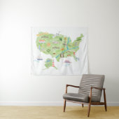 米国の地図図解入りの、写真付きの タペストリー (インサイチュ(横))