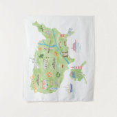 米国の地図図解入りの、写真付きの タペストリー (正面)