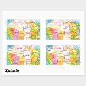 米国の地図州 長方形シール (シート)