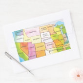 米国の地図州 長方形シール (封筒)