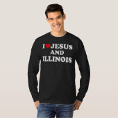 米国の地図誇りを持ったクリスチャンIがイエスとイリノイを愛する Tシャツ (正面フル)