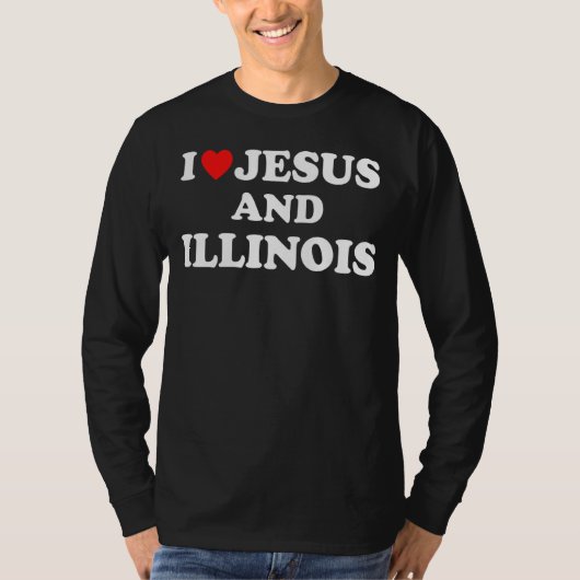 米国の地図誇りを持ったクリスチャンIがイエスとイリノイを愛する Tシャツ (正面)