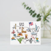 米国の地図都市専攻の名の統一された州 ポストカード (スタンド正面)