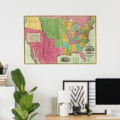 米国の地図1833 ポスター (ホームオフィス)