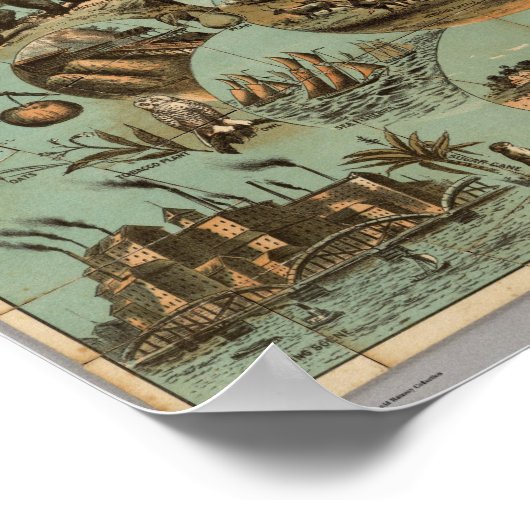 米国の地図2 ポスター (角)