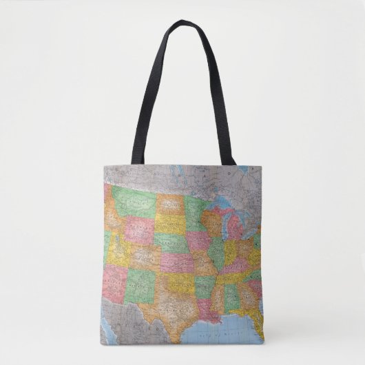 米国の地図3 トートバッグ (正面)