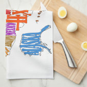 米国の地図 キッチンタオル (四つ折り)