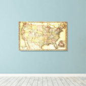 米国の地図 キャンバスプリント (インサイチュ (ウッドフロア))